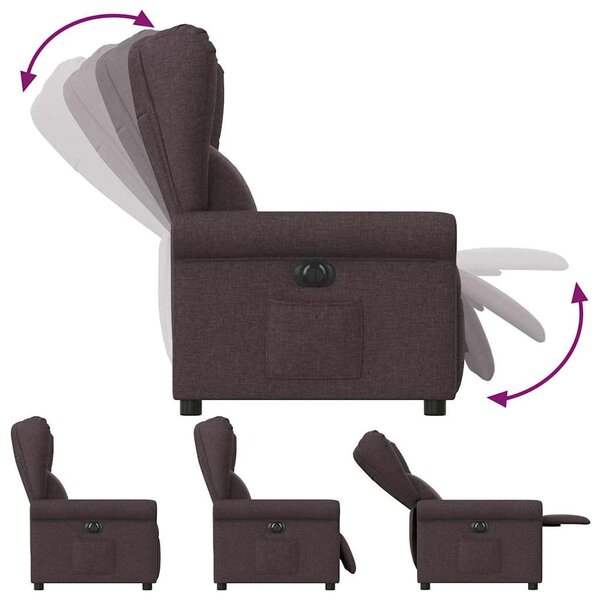 Elektrické polohovací křeslo tmavě hnědé textil 3303359