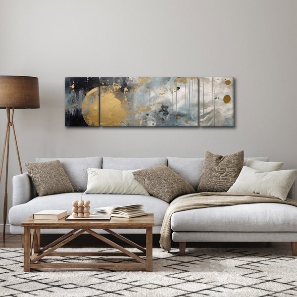 Obraz - Abstrakce se zlatou koulí (170x50 cm)