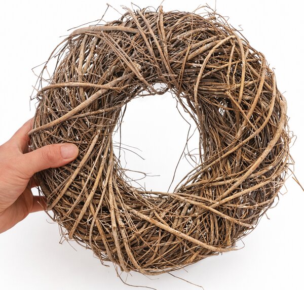 MOREX Proutěný věnec P2184/1 – šedá přírodní dekorace na dveře (30×8×30 cm)