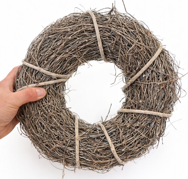 MOREX Věnec z větví P0584 – šedý přírodní věnec 25×10×25 cm (k dodekorování)
