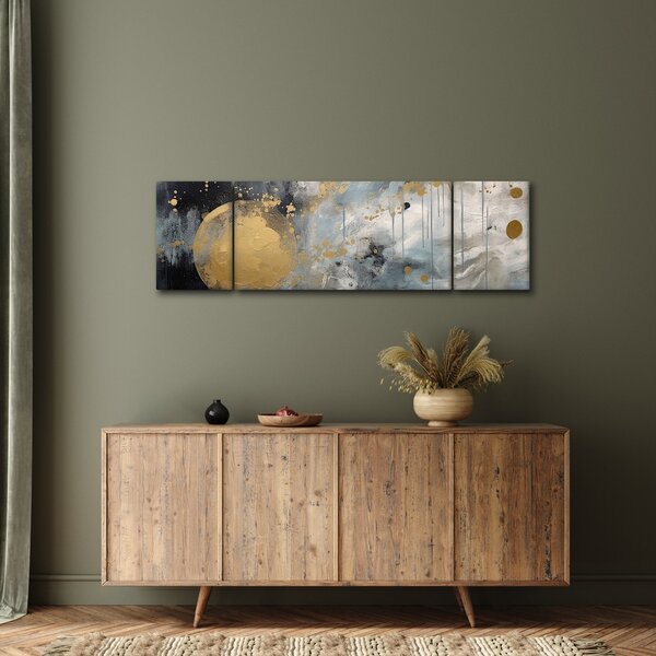 Obraz - Abstrakce se zlatou koulí (170x50 cm)