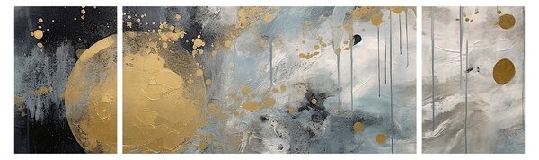 Obraz - Abstrakce se zlatou koulí (170x50 cm)