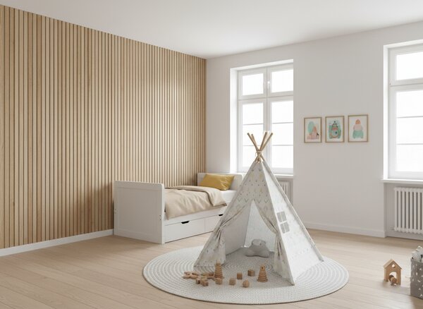 Horve Akustický panel 2700 x 605 mm - bílý dub s bílým filcem (dekor ze tří stran)