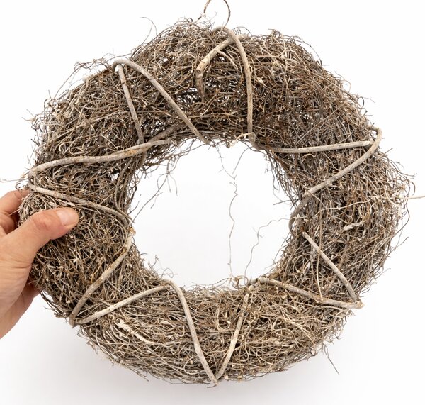 MOREX Věnec z větví P0585 – šedý proutěný věnec 35×8,5×35 cm (k dodekorování)
