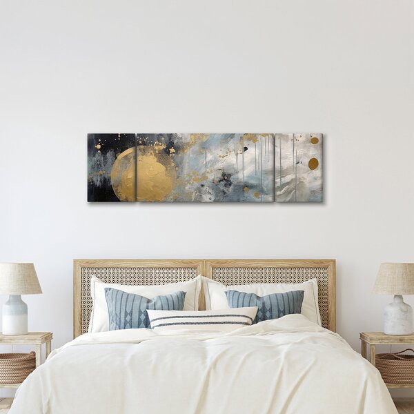 Obraz - Abstrakce se zlatou koulí (170x50 cm)