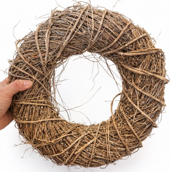 MOREX Proutěný věnec P2184/3 – šedý přírodní věnec na dveře (40×9×40 cm)