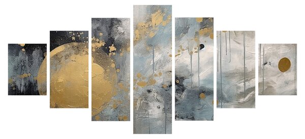 Obraz - Abstrakce se zlatou koulí (210x100 cm)