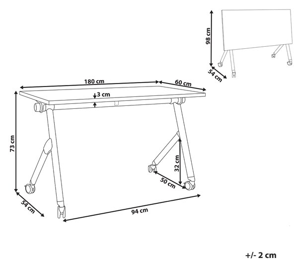 Skládací psací stůl BENDI Hnědá 180 cm 60 cm
