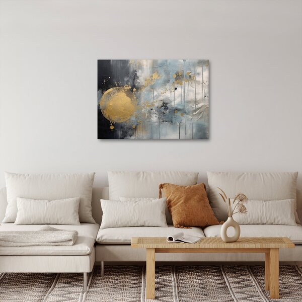 Obraz - Abstrakce se zlatou koulí (70x50 cm)