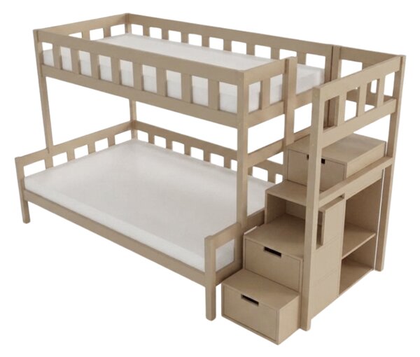 Patrová postel PLOTTY s úložnými schody 90x200, 120x200 cm - Pastelově růžová, Zvolte šuplík: Přistýlka 90x190 cm, Zvolte stranu: Vpravo
