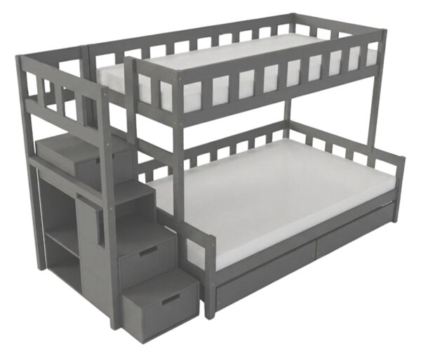 Patrová postel PLOTTY s úložnými schody 90x200, 120x200 cm - Béžová, Zvolte šuplík: Bez šuplíku, Zvolte stranu: Vpravo