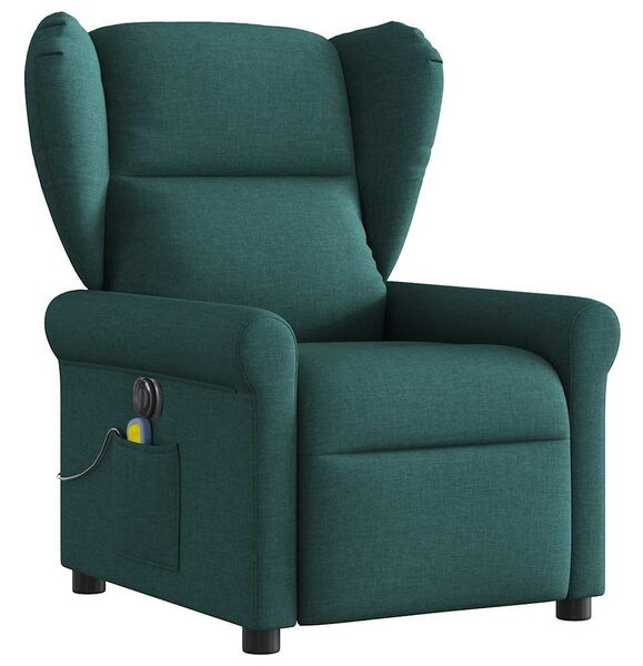Elektrické masážní polohovací křeslo tmavě zelené textil 3303370