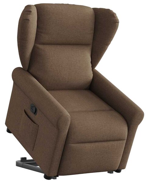 Zvedací polohovací křeslo hnědé textil 3303378