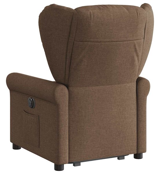 Zvedací polohovací křeslo hnědé textil 3303378