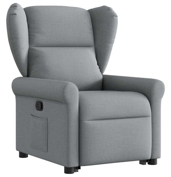 Zvedací polohovací křeslo světle šedé textil 3303374