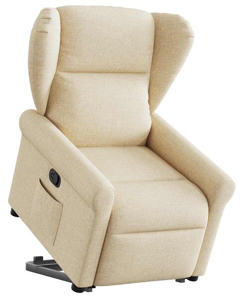 Zvedací polohovací křeslo krémové textil 3303382