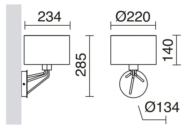 Exo Diagonal W E27 nástěnné svítidlo černé