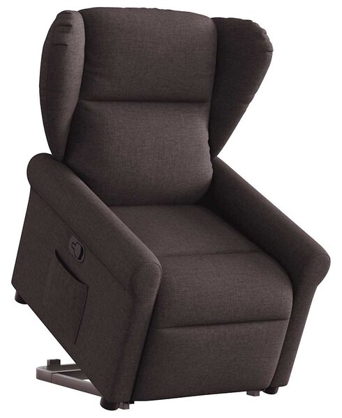 Zvedací polohovací křeslo tmavě hnědé textil 3303379