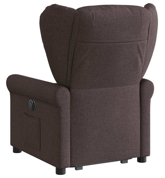 Zvedací polohovací křeslo tmavě hnědé textil 3303379