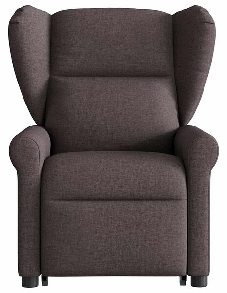 Zvedací polohovací křeslo tmavě hnědé textil 3303379