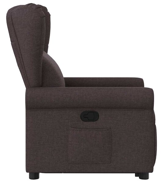 Zvedací polohovací křeslo tmavě hnědé textil 3303379