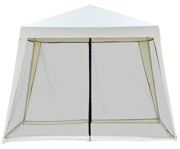 Outsunny Zahradní Pavilon Altán Party Stan Odolný vůči povětrnostním vlivům s Moskytiérou Kov + Polyester Krémově bílý 3 x 3 m | Aosom