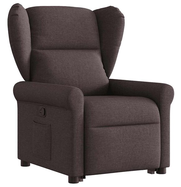Zvedací polohovací křeslo tmavě hnědé textil 3303379