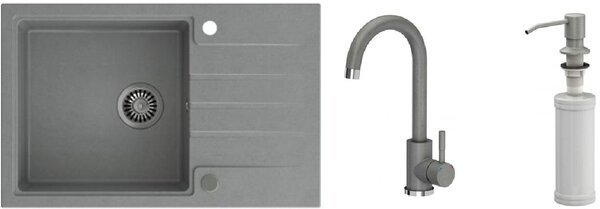 Sada dřez GraniteQ Quadron Peter HCQP7850SZK, kuchyňská baterie Quadron Kate 3623500_GR, MFS1001GR