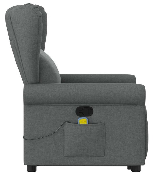 Zvedací masážní polohovací křeslo tmavě šedé textil 3303385