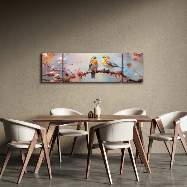 Obraz - Zamilovaní ptáčci (170x50 cm)