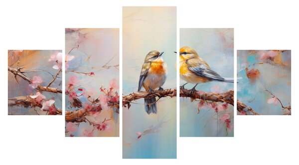 Obraz - Zamilovaní ptáčci (125x70 cm)
