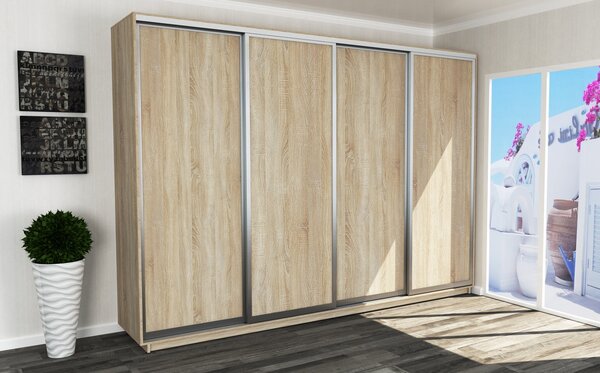 VerDesign LUNATA š300/v240 čtyřdveřová šatní skříň, dub sonoma