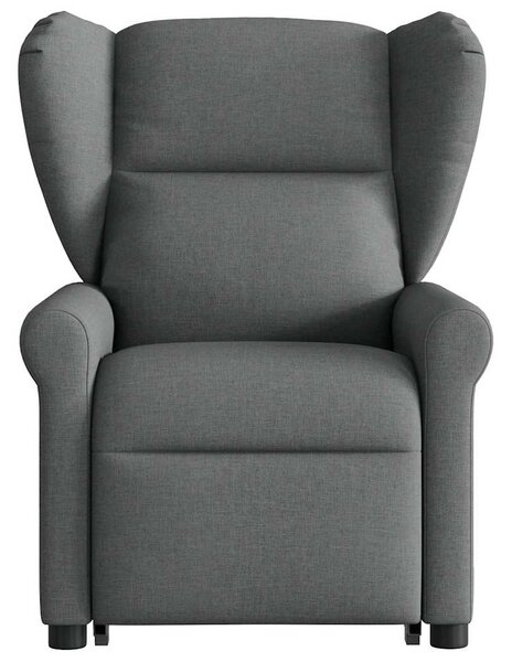 Zvedací masážní polohovací křeslo tmavě šedé textil 3303385