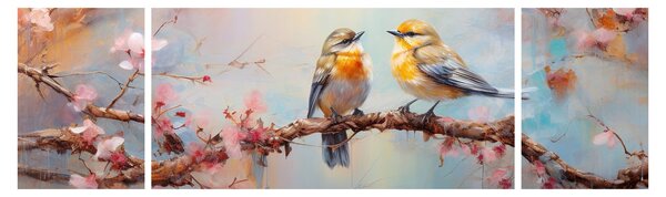 Obraz - Zamilovaní ptáčci (170x50 cm)