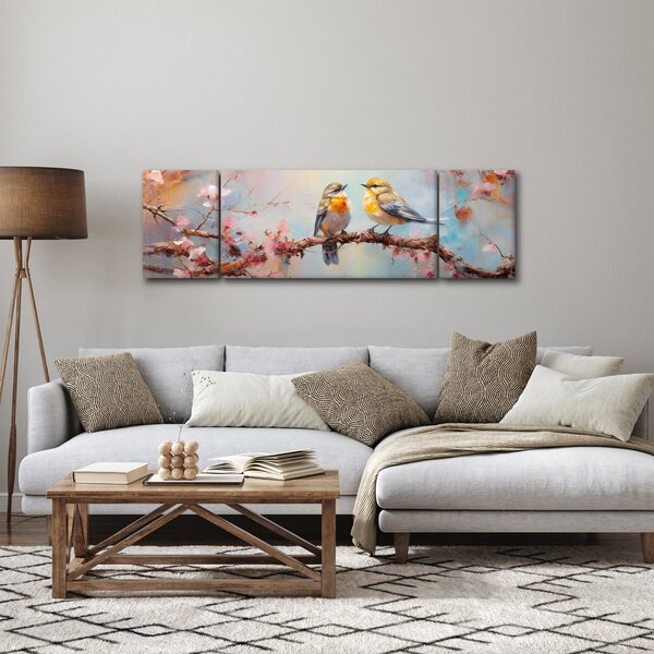 Obraz - Zamilovaní ptáčci (170x50 cm)