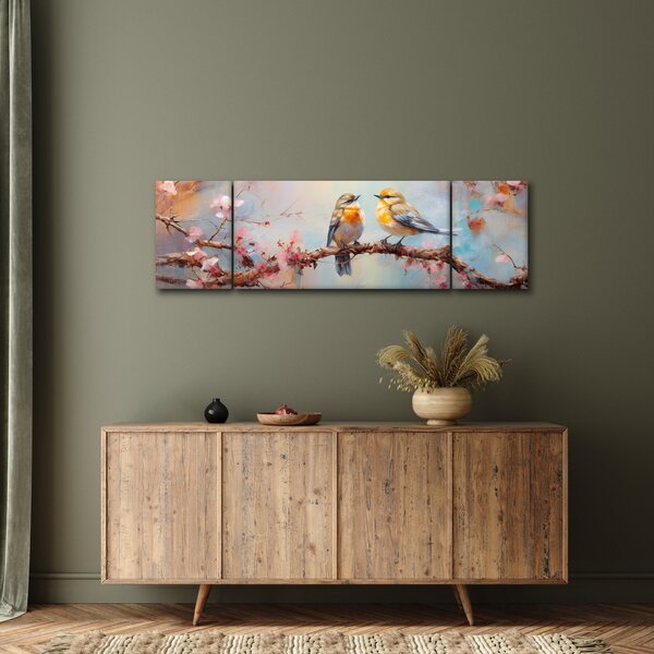 Obraz - Zamilovaní ptáčci (170x50 cm)