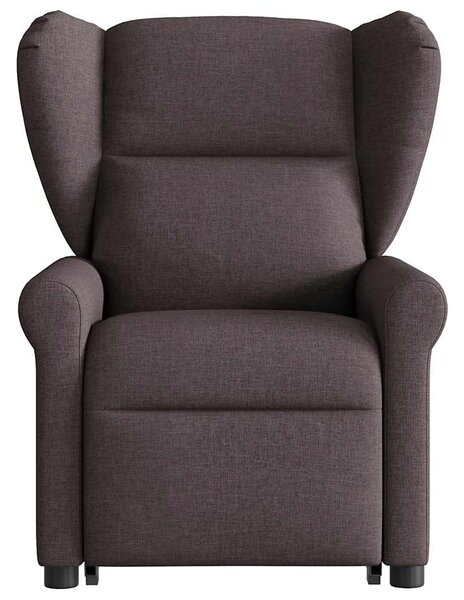 Zvedací masážní polohovací křeslo tmavě hnědé textil 3303389