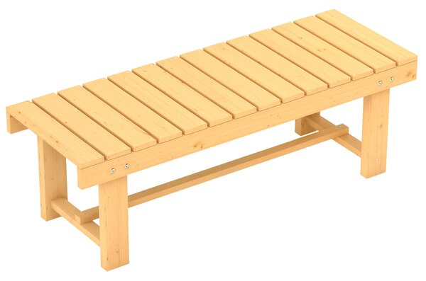 Zahradní lavice Outsunny, 2-místná, zahradní nábytek, rustikální, masivní dřevo, přírodní, 110 x 38 x 35 cm | Aosom