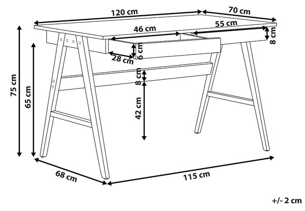 Pracovní stůl SHESLAY Tmavě hnědá 120 cm 70 cm se zásuvkami