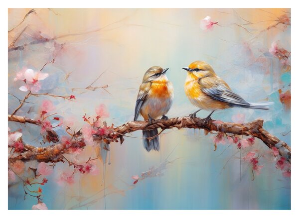Obraz - Zamilovaní ptáčci (70x50 cm)