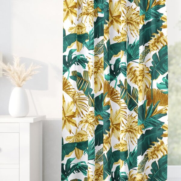 Goldea bavlněný závěs - palmové listy na bílém 180x160 cm