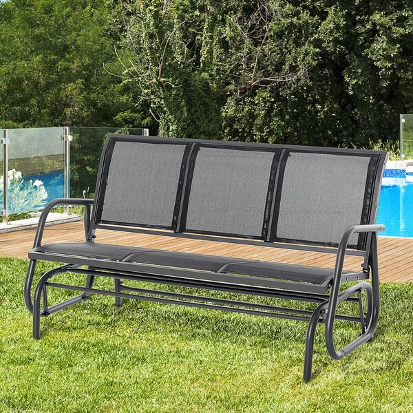 Závěsná lavice Outsunny pro 3 osoby s houpacím mechanismem, kovová zahradní houpačka, nosnost až 300 kg, zahradní nábytek pro zahradu a terasu, rozměr