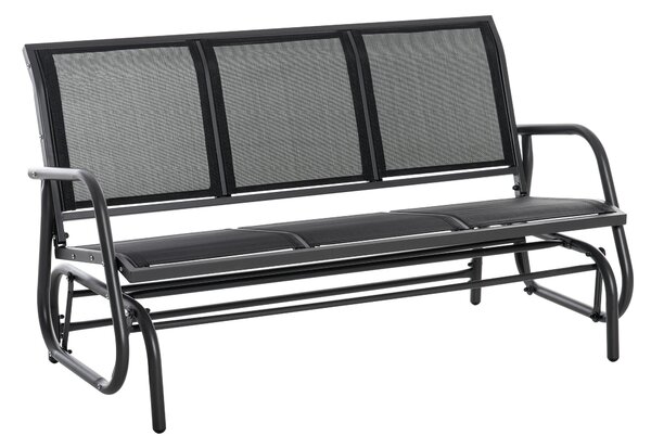 Závěsná lavice Outsunny pro 3 osoby s houpacím mechanismem, kovová zahradní houpačka, nosnost až 300 kg, zahradní nábytek pro zahradu a terasu, rozměr