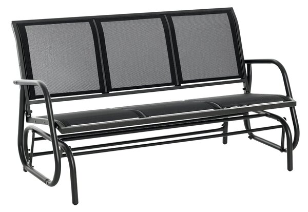 Závěsná lavice Outsunny pro 3 osoby s houpacím mechanismem, kovová zahradní houpačka, nosnost až 300 kg, zahradní nábytek pro zahradu a terasu, rozměr
