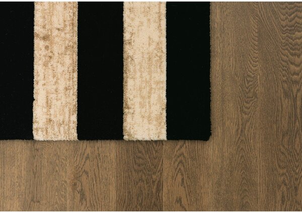 Černo-béžový vlněný koberec 133x190 cm Agnus Art Deco II – Agnella