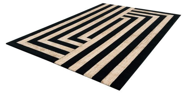 Černo-béžový vlněný koberec 133x190 cm Agnus Art Deco II – Agnella