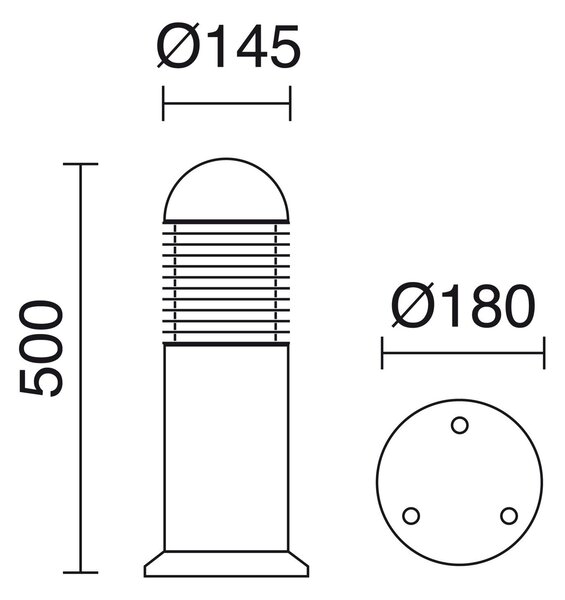 Cristher Nova E27 sloupkové svítidlo černé 500mm