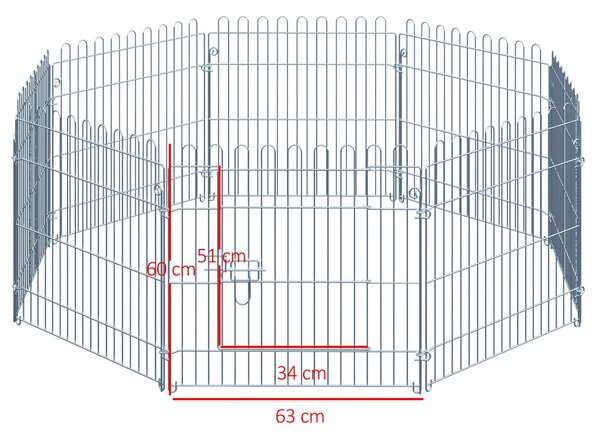 PawHut Oplocení pro štěňata Hřiště pro štěňata Psí ohrada Hřiště Odporná brána pro zvířata 8-dílná W63 x H60 cm | Aosom