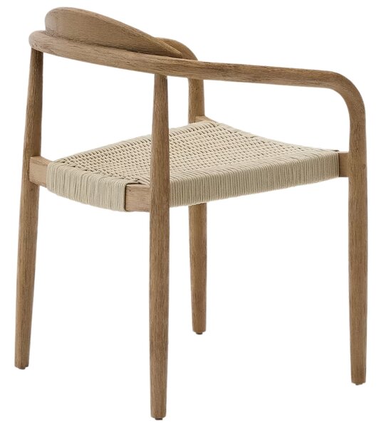 Dřevěná jídelní židle Kave Home Nina s béžovým výpletem
