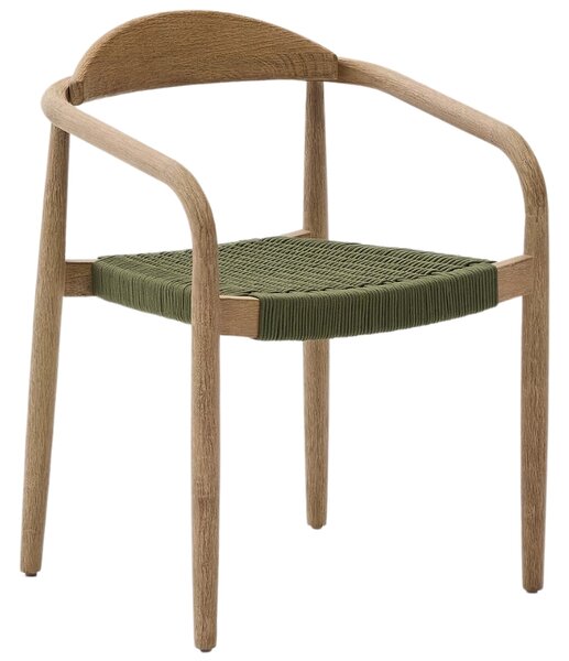 Dřevěná jídelní židle Kave Home Nina se zeleným výpletem